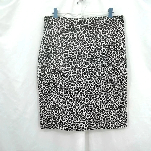 Paniz Women’s Leopard Pencil Skirt 14 White Black Gray Lined Back Zipper - Picture 1 of 10